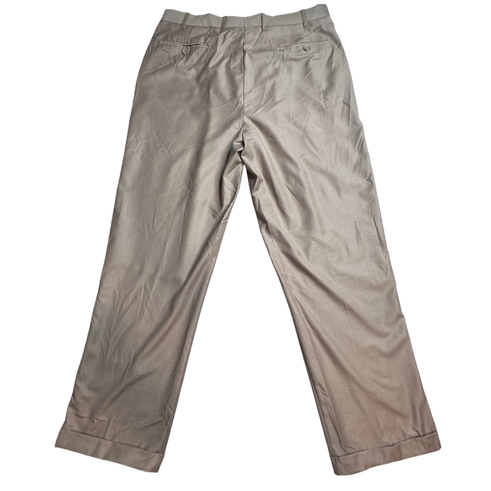 Circola Moda Pleated‎ Dress Pants Mens 36x32 Tan Khaki Microtech Cuffed Italy